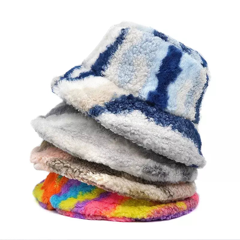 Graphic Design Bucket Hat for Art -Winter Abstract Fur Bucket Hat