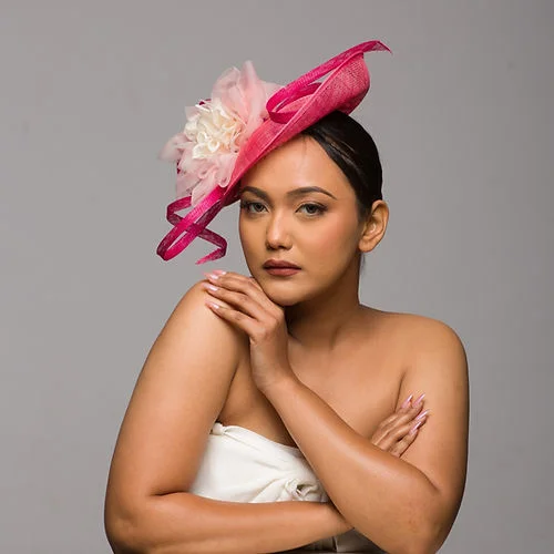 Handcrafted felt hat with eco-friendly materials -Pink fascinator with ombre shade trims