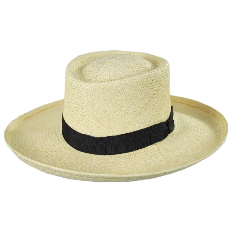 Comfortable straw visor hat for women with adjustable strap and sun protection -Panama Straw Gambler Hat