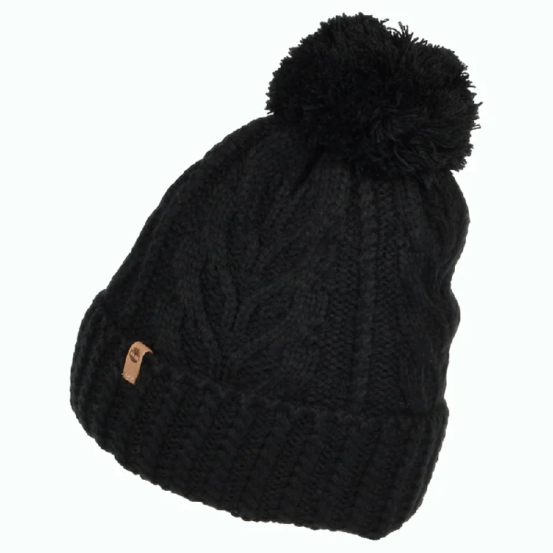 Adjustable cap with sturdy velcro closure -Timberland Hats Cable Knit Premium Bobble Hat - Black