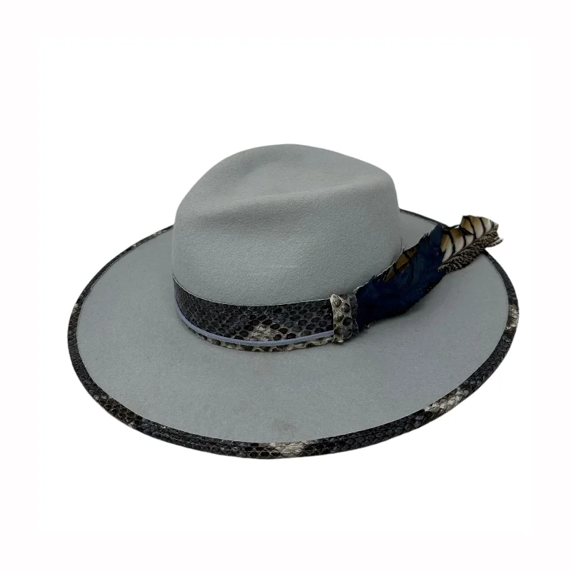 Vintage felt hat for retro fashion lovers -Blue Python Fedora