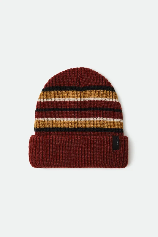 Retro cap with 80s-inspired color blocks -Heist Beanie - Fired Brick