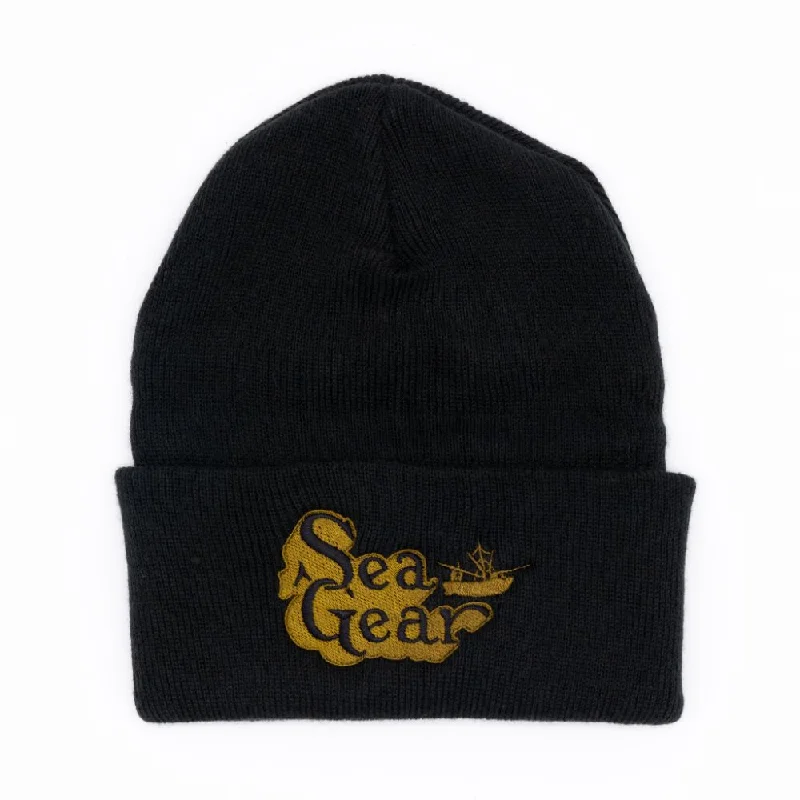 Black baseball cap for sleek all-black looks -Sea Gear - Old School Embroidered Beanie