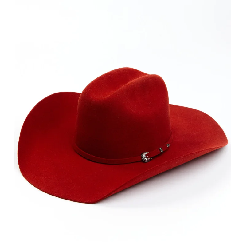 Bold felt hat with striking pattern details -Serratelli - Red