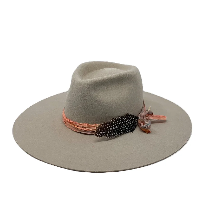 Handmade felt hat with unique artistic flair -MONTANA  FEDORA WITH VINTAGE SILK WRAP IN ANTIQUE