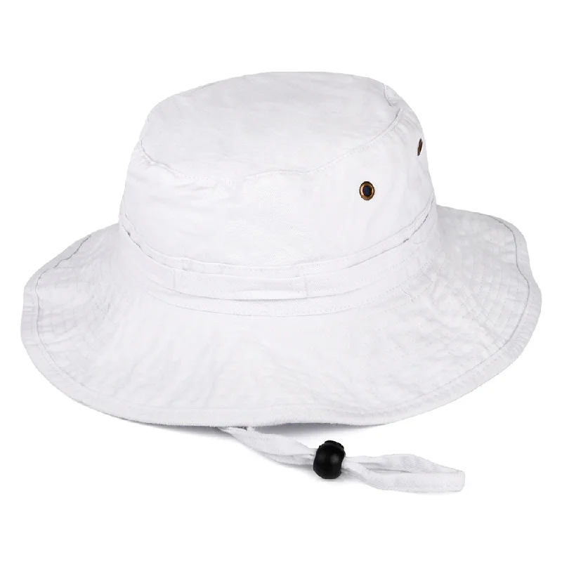 Printed Bucket Hat with Patterns -Cotton Packable Boonie Hat - White