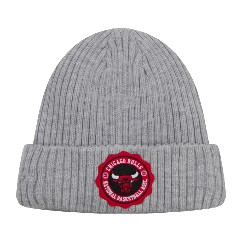 Waterproof cap for rainy day protection -NBA CHICAGO BULLS CREST EMBLEM UNISEX KNIT BEANIE (GRAY)