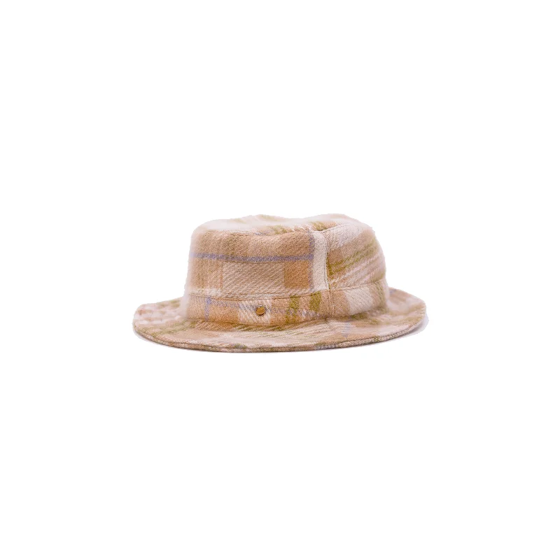 Punk Bucket Hat with Spikes -Patchwork Tartan Bucket Hat