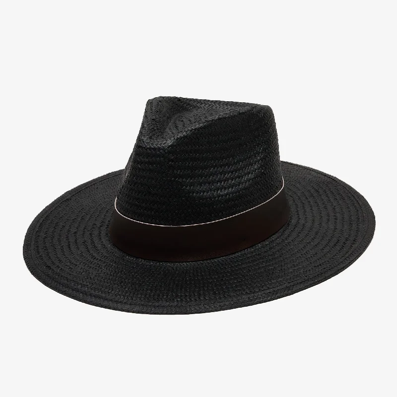 Handcrafted straw beach hat for women with elegant design and casual appeal -Slater in Black