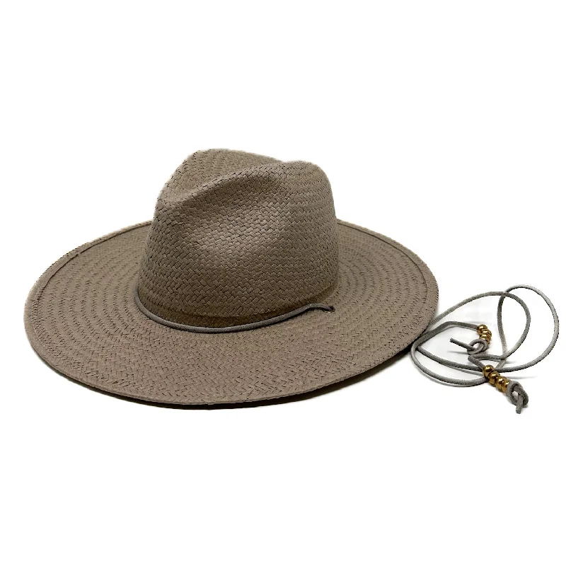 Designer felt hat with intricate stitching patterns -SEDONA packable straw fedora with neck tie limestone grey