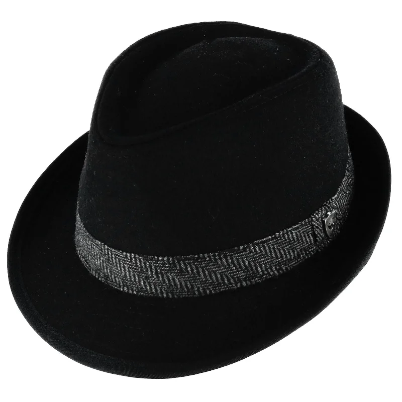 Breathable felt hat with light wool weave -Ascentix Men's Wool Blend All Season Fedora Hat with Herringbone Band