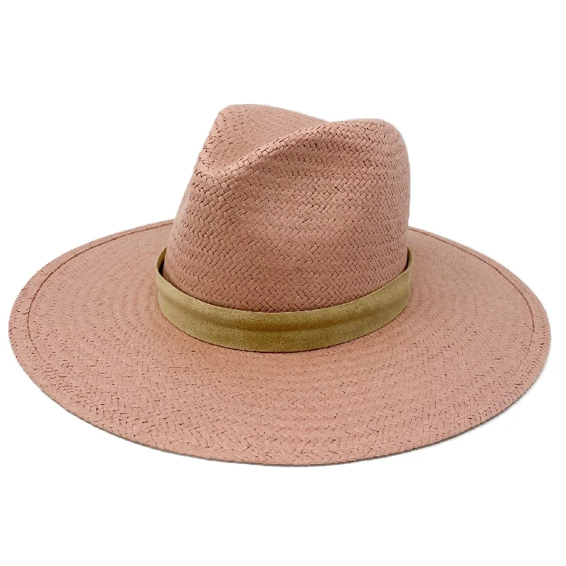 Vintage felt hat with classic fedora shape -SAN SEBASTIAN straw fedora quartz pink