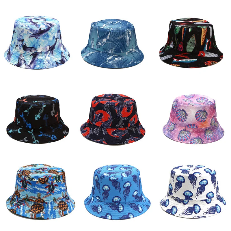 Reversible Bucket Hat for Variety -Cartoon Bucket Hat Reversible Fisherman Hat Street Hip Hop Flat Cap