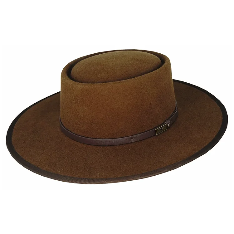 Stylish felt hat with wide brim elegance -Flinders Jagger Wool Felt Gambler - Chocolate