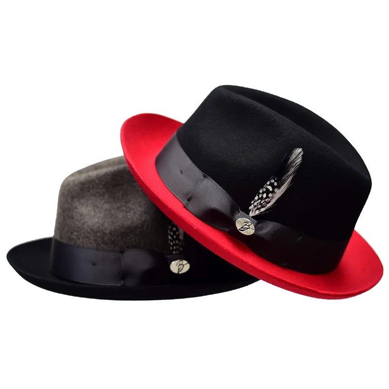 Bold felt hat with vibrant color pops -Bently Damien 2-Tone Wool Trilby