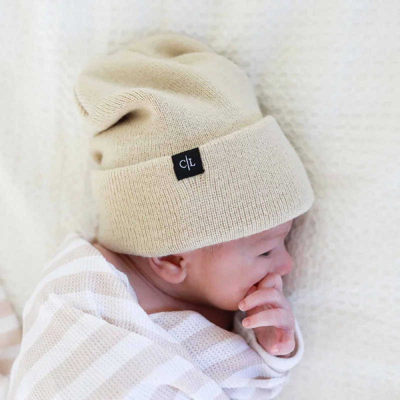 Washed cap with soft vintage feel -Knit Baby Beanie | Ecru