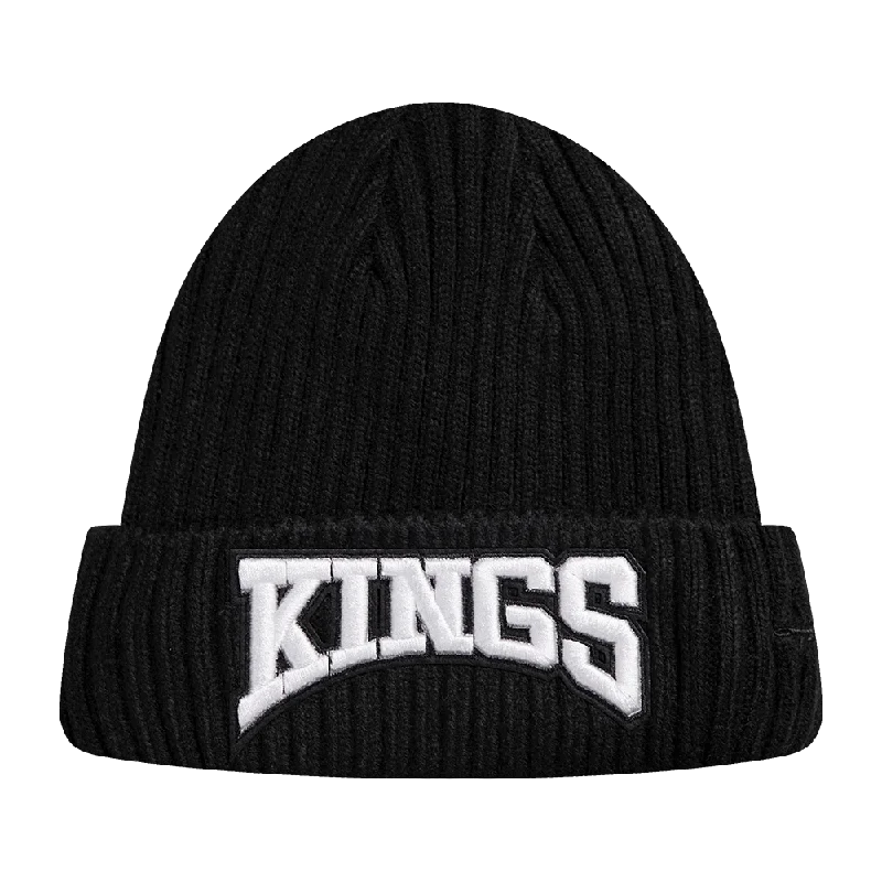 Designer trucker cap with signature brand patch -NHL LOS ANGELES KINGS CREST EMBLEM BEANIE (BLACK)