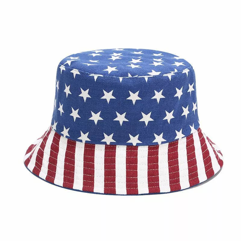 Black Bucket Hat for Versatile -American Flag  Bucket Hat