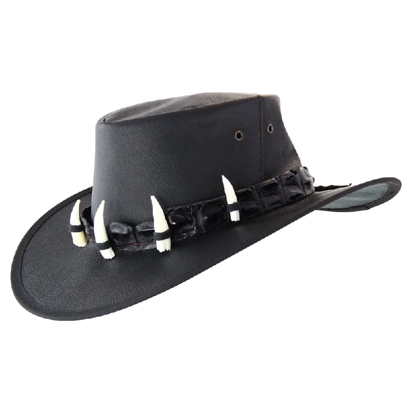 Baseball Cap for Wedding Ceremonies -Jacaru Hats Ayers Croc - Roo Leather Black