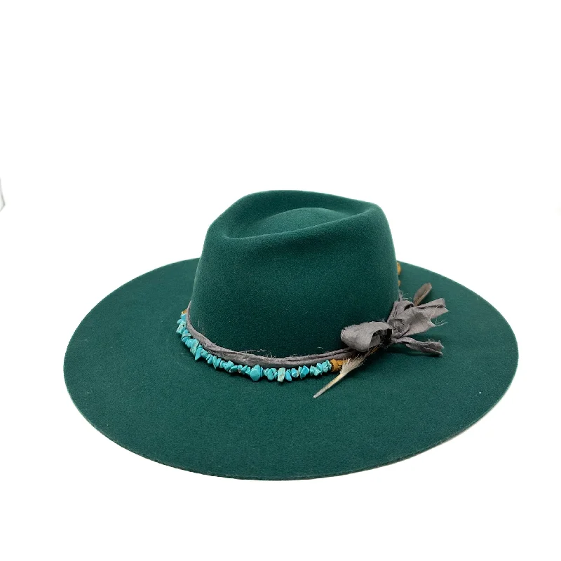 Casual felt hat for relaxed weekend vibes -Montana fedora emerald green with removable turquoise hat band