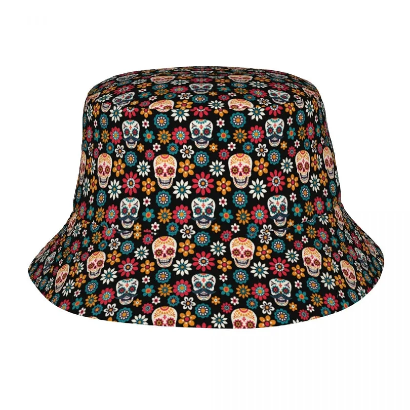 Cycling Bucket Hat for Ride -MEX Skulls & Flowers Bucket Hat