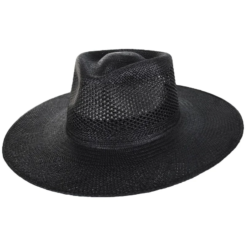 Stylish felt hat with modern brim curve -Jo Vent Crown Panama Straw Fedora Hat