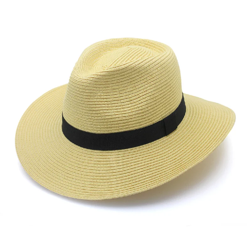 Stylish felt hat with modern brim curve -Café Fedora Hat - Butter Yellow