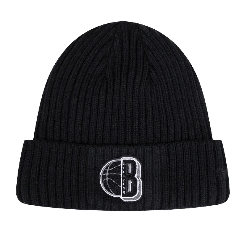 Classic cap with simple logo embroidery -NBA BROOKLYN NETS MASHUP UNISEX BEANIE (BLACK)