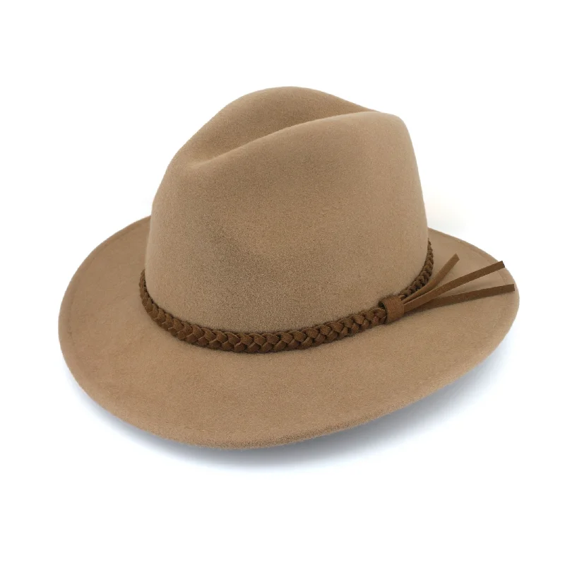 Soft wool felt hat for cozy softness -Cooroy Fedora Hat - Camel