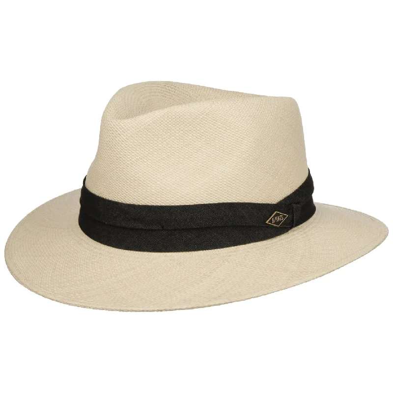 Classic straw boater hat for men with crisp design and summer appeal -Traveller Panama 7/8 by JJ Hats