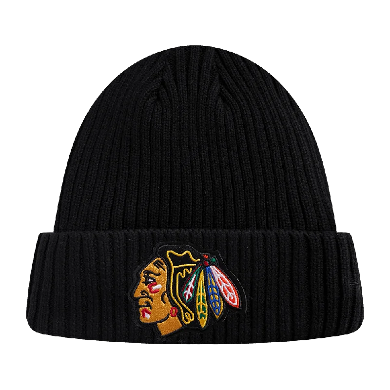 Waterproof sports cap for wet training runs -NHL CHICAGO BLACKHAWKS KNIT BOX SET BEANIE (BLACK)