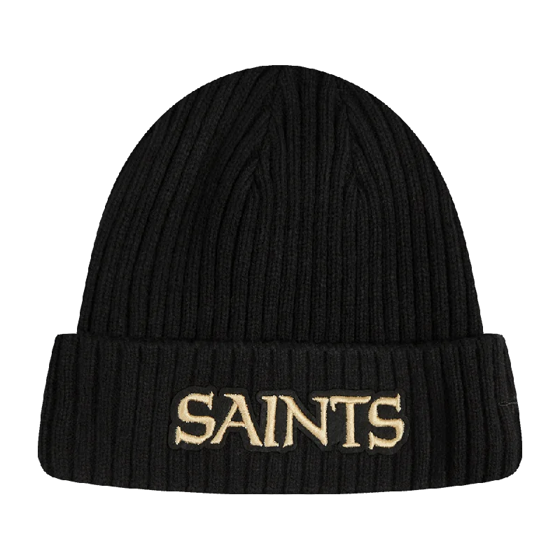 Black mesh cap for breathable summer wear -NFL NEW ORLEANS SAINTS CLASSIC CORE UNISEX BEANIE (BLACK)