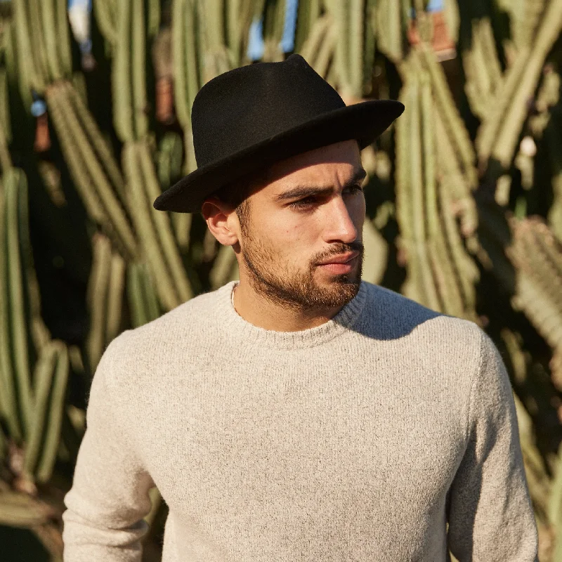 Soft felt hat for cozy everyday comfort -Luke Fedora - Black