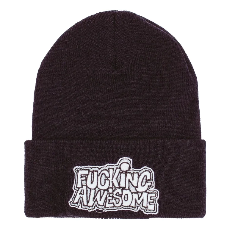 Minimalist mesh cap for airy lightweight feel -Fucking Awesome - PBS Logo Cuff Beanie Black