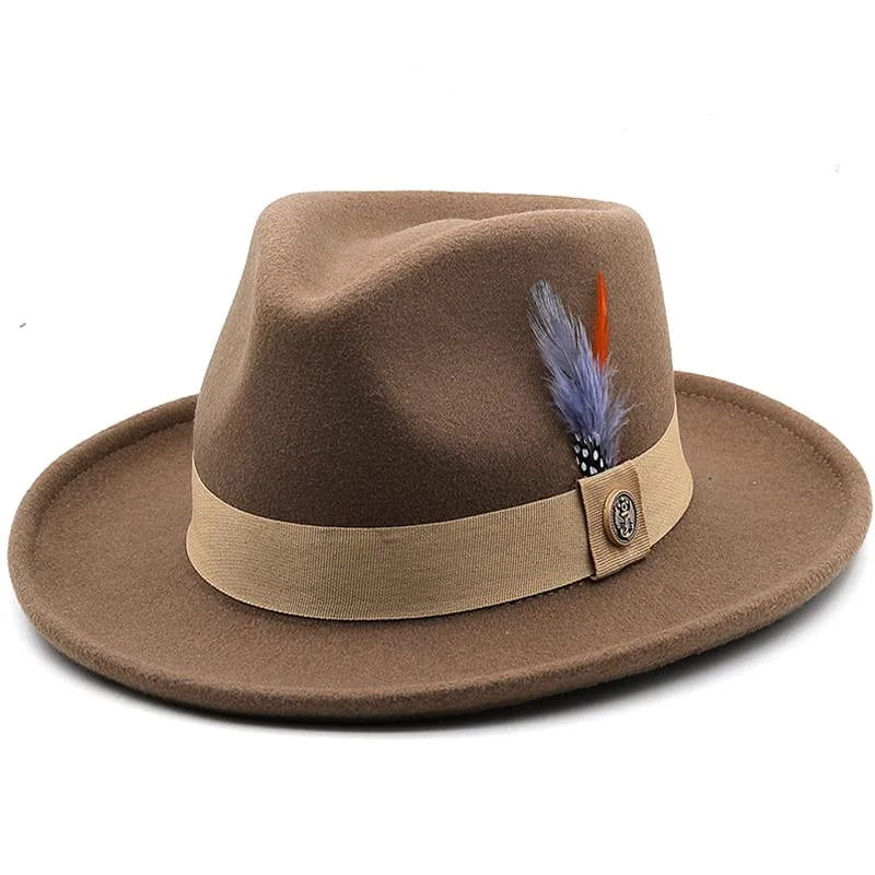 Rugged felt hat for outdoor adventure needs -Coltrane Feather Fedora Hat