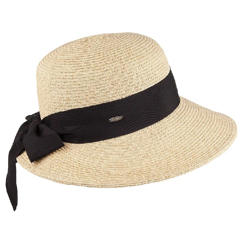 Eco-friendly straw hat for men with sustainable material and modern design -Scala Hats Straw Sun Hat With Grosgrain Bow - Natural