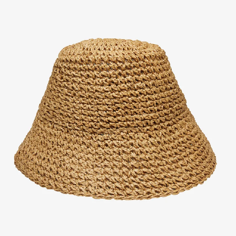 Comfortable straw hat for men with adjustable strap and breathable design -Tali in Camel