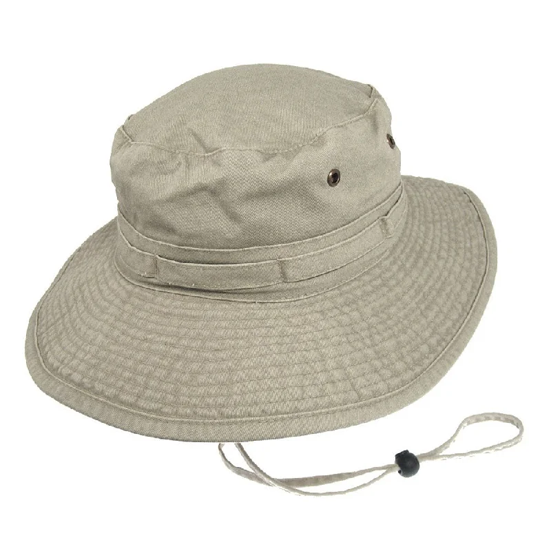 Checkered Bucket Hat for Trend -Packable Cotton Boonie Hat - Putty