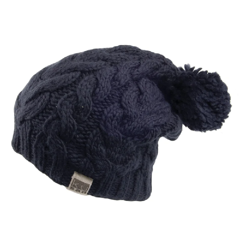 Sports fan cap with bold team colors -Kusan Oversized Bobble Hat - Navy Blue