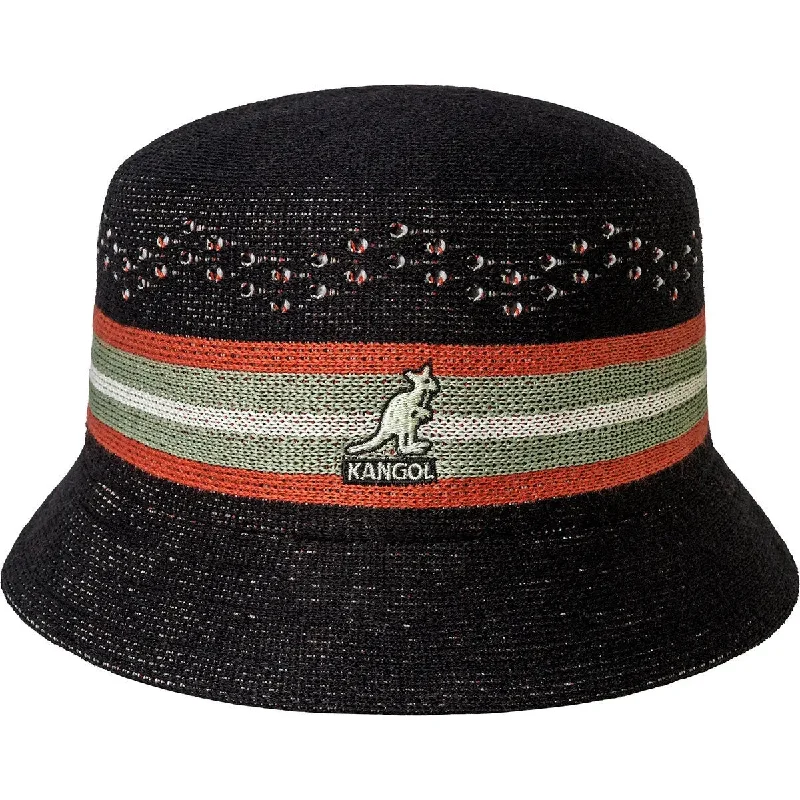 School Bucket Hat for Students -Kangol Slick Stripe Bin Jacquard Knit Bucket Hat