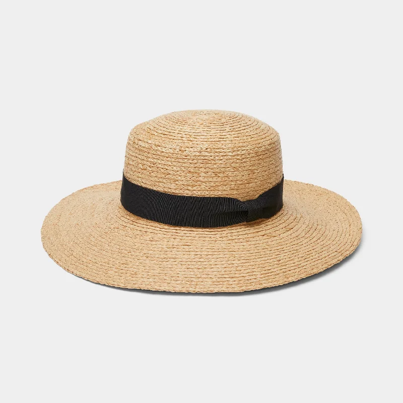 Trendy straw Panama hat for women with decorative ribbon and casual style -Straw Wide Brimmed Sun Hat