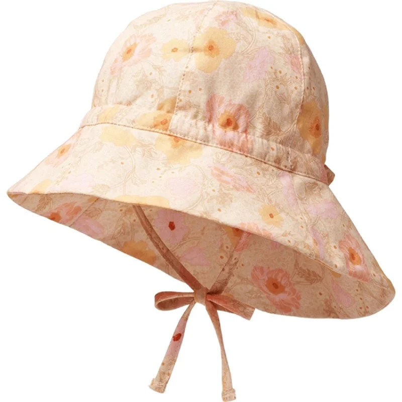 Classic straw boater hat for men with flat top and vintage vibe -Wheat Alabaster Flower Bobbles Sun Hat Chloè