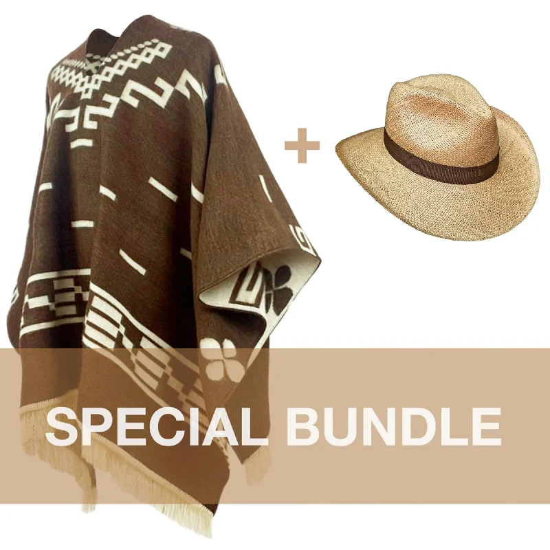 Classic straw boater hat for men with crisp design and summer appeal -Clint Eastwood Western Cowboy bundle - buy a poncho and a Cowboy Panama hat and SAVE!