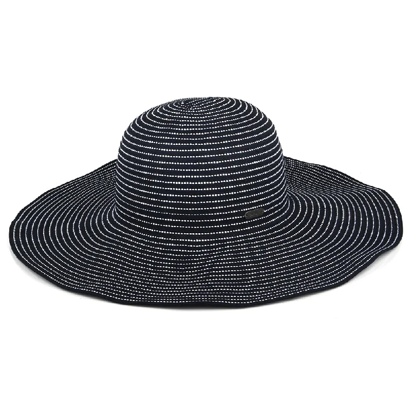 Handmade straw fedora hat for men with a classic, sophisticated style -Barbour Hats Lyndale Packable Wide Brim Sun Hat - Navy-Cream