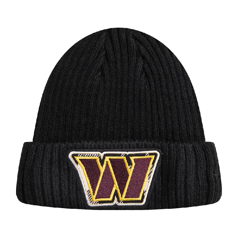 Lightweight cap for easy travel packing -NFL WASHINGTON COMMANDERS PRO PREP KNIT BEANIE (BLACK)