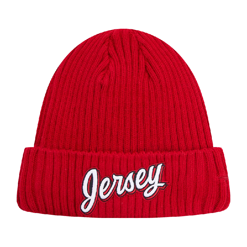 Sports fan cap with bold team colors -NHL NEW JERSEY DEVILS CLASSIC CORE UNISEX KNIT BEANIE (RED)