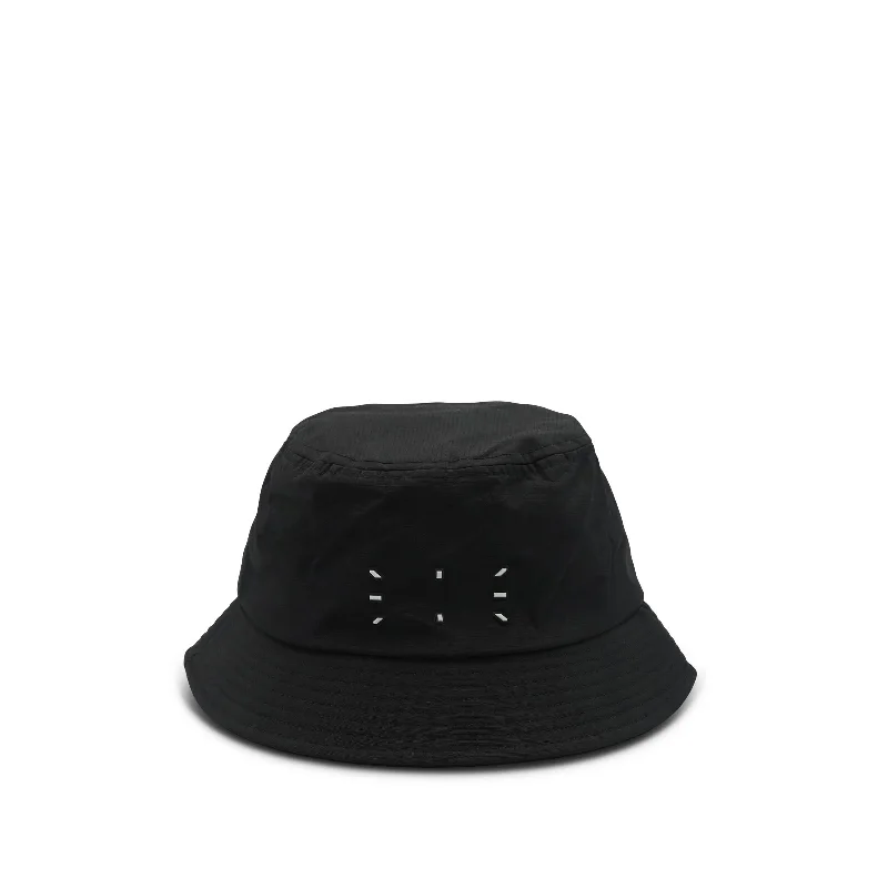 Floral Bucket Hat with Petals -Icon Bucket Hat in Black