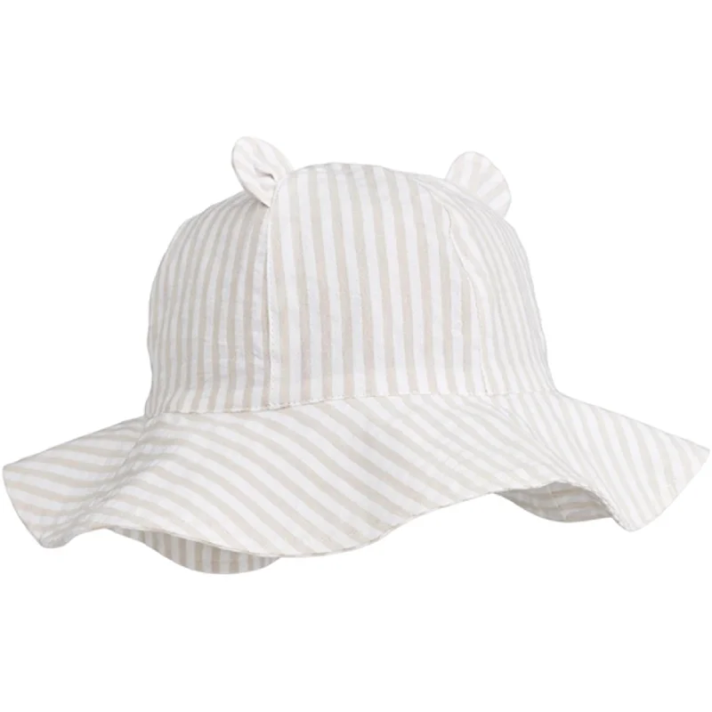 Elegant straw hat for women with ribbon detail and graceful finish -Liewood Amelia Sun Hat Y/D Stripes Crisp White Sandy