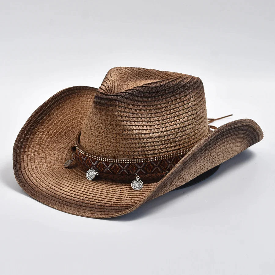 Functional straw cap for men with breathable design and practical use -Straw Hat With Windproof Rope