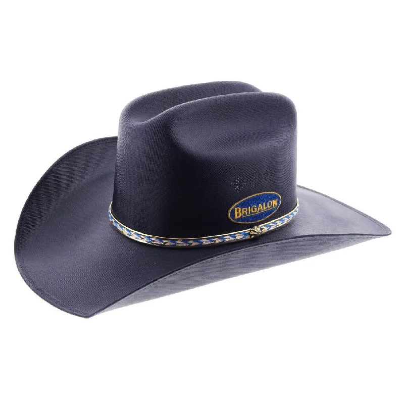 Vintage-style felt hat with subtle distressing -Brigalow Adults Coloured Straw Cheyenne Hat - Navy